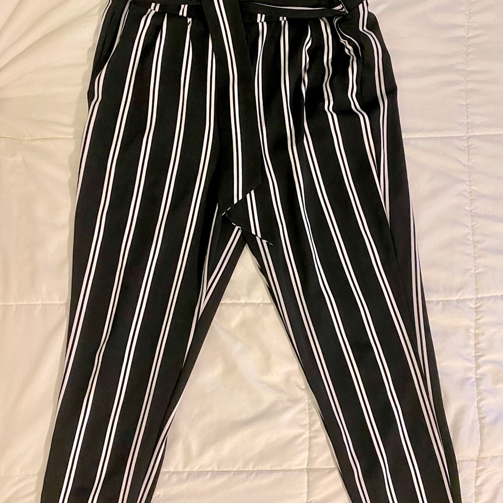 BBJ striped stretch jumpsuit pants (size XL)